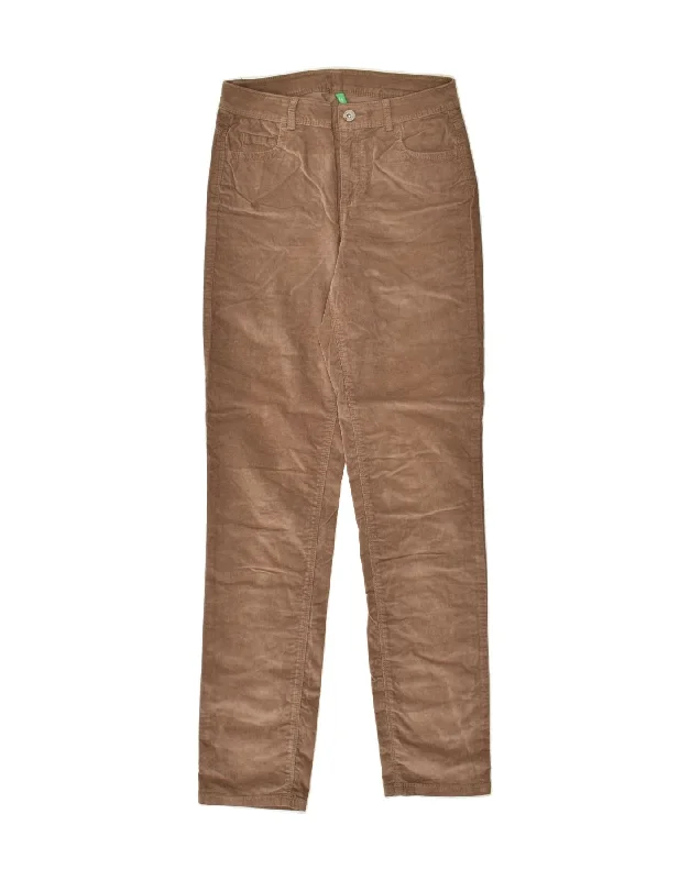 BENETTON Womens Slim Corduroy Trousers IT 40 Small W26 L30 Brown Cotton Trousers Handmade Artisanal