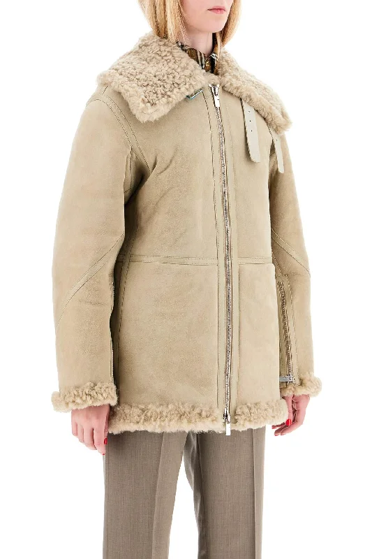 Burberry Shearling Aviator Jacket Satin Jacket Silk Jacket Chiffon Jacket