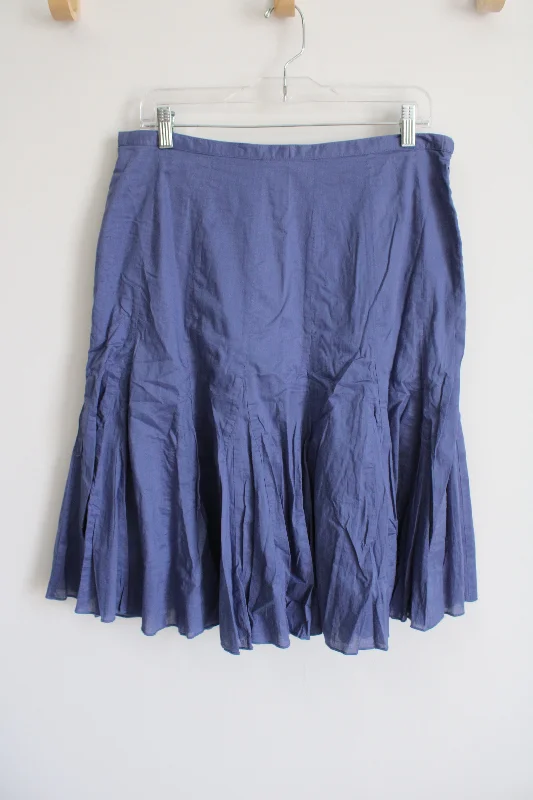 Relativity Pleated Blue Flare Cotton Skirt | 12 linen skirt natural