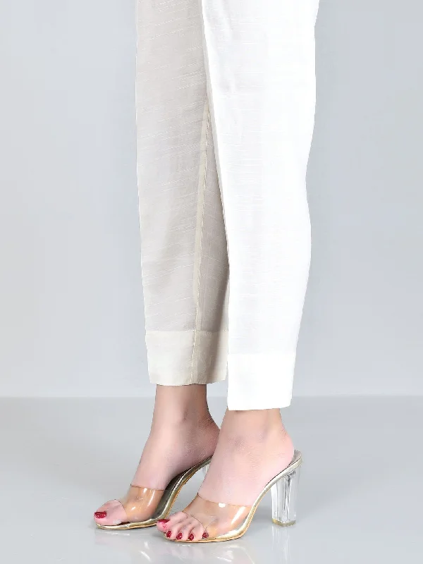 Raw Silk Trouser - Cream Trousers Culottes Wide Leg