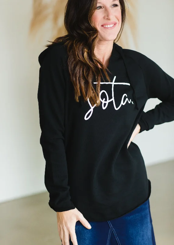 Blackwoods Hoodie Sweatshirt - FINAL SALE Hoodie with Frayed Bohemian Relaxed