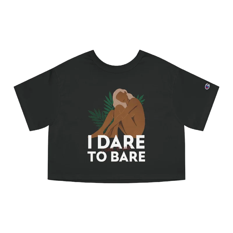 I Dare To Bare - Women's Champion Crop Top Mesh Blend Leather Blend Suede Blend