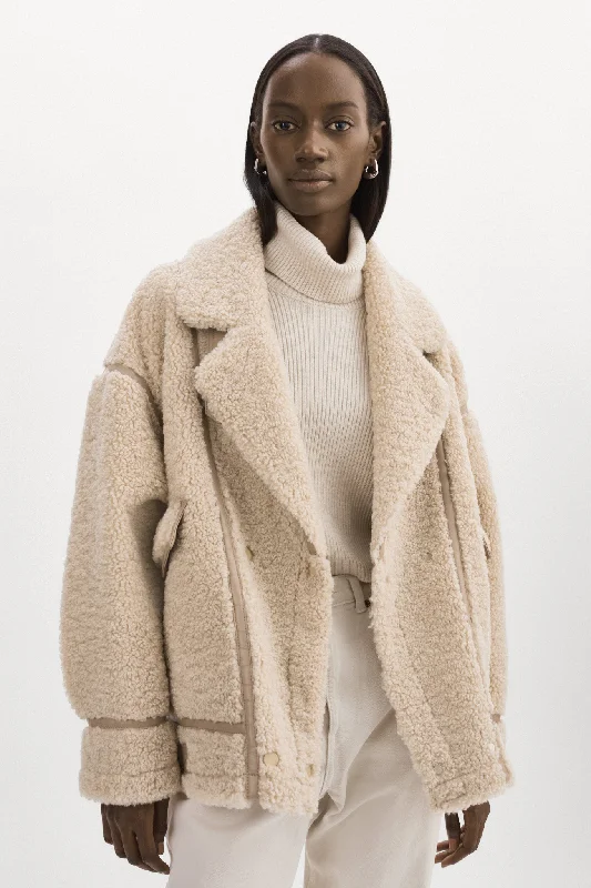 BADU | Oversized Faux Shearling Jacket Bomber Jacket Anorak Windbreaker