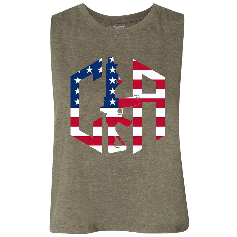 CIA Hex USA Edition Flowy Crop Top Lace Blend Ribbed Blend Corduroy Blend