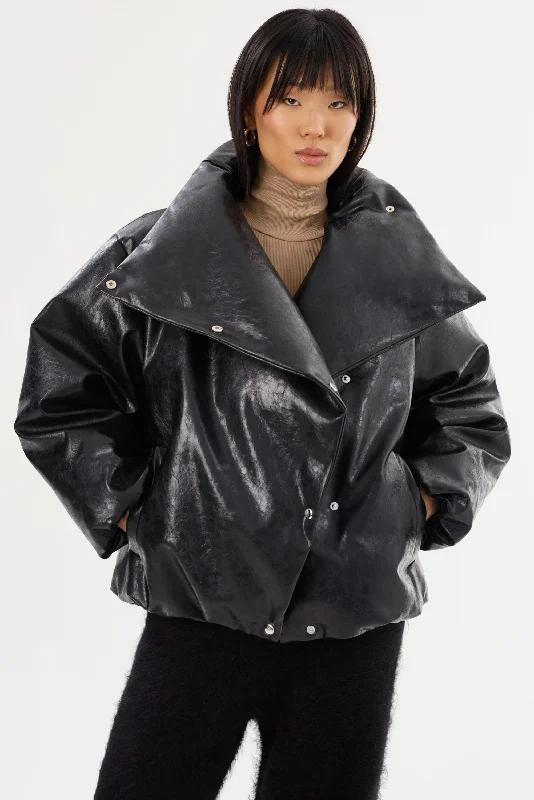 RONNIE | Faux Leather Puffer Jacket Nylon Jacket Polyester Jacket Spandex Jacket