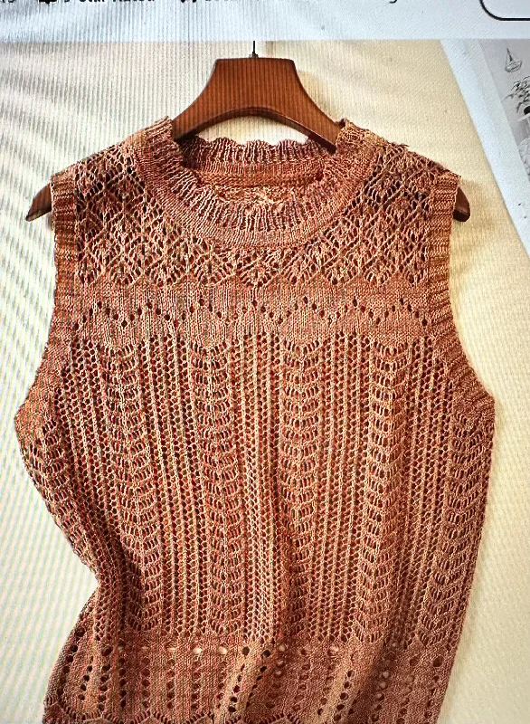 Livin' On The Edge Caramel Sleeveless Sweater Terry Blend Velvet Blend Canvas Blend