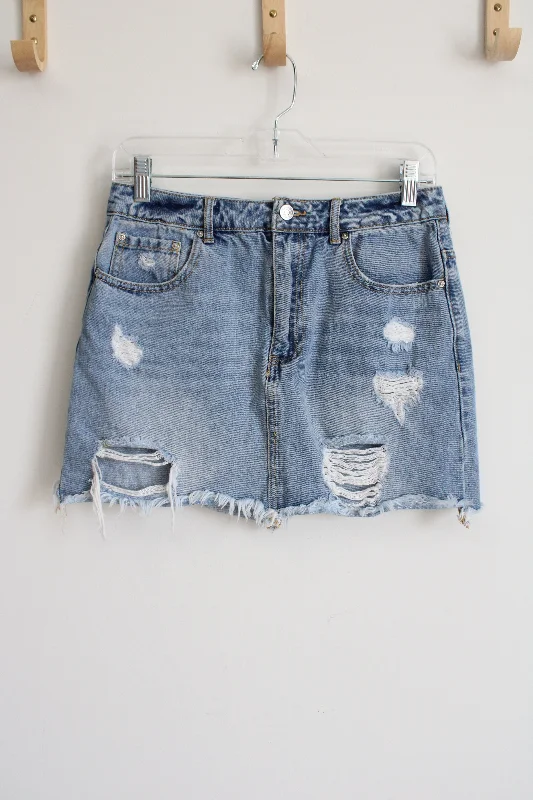 Forever 21 Distressed Denim Mini Skirt | 27 (2/4) silk skirt luxurious