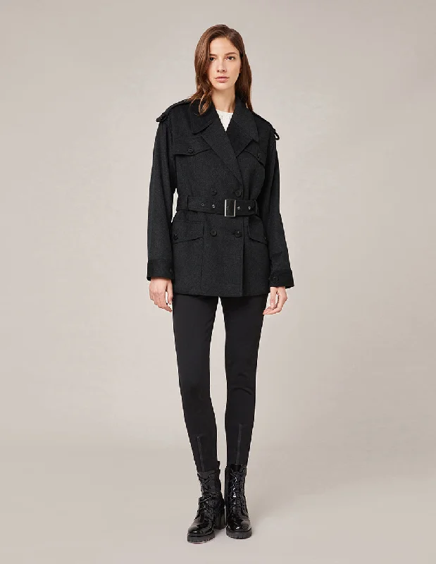MARYLING CONTRAST-STITCH SPANDEX KNIT JACKET Elasticated Jacket Padded Jacket Insulated Jacket