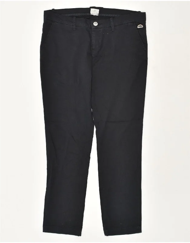 ELLESSE Womens Slim Chino Trousers IT 46 Large W35 L30 Black Cotton Trousers Low Rise Relaxed