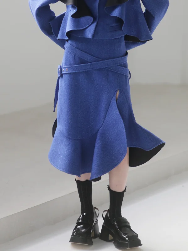 Wool Ruffle Skirt With Irregular Wavy Design leather skirt modern