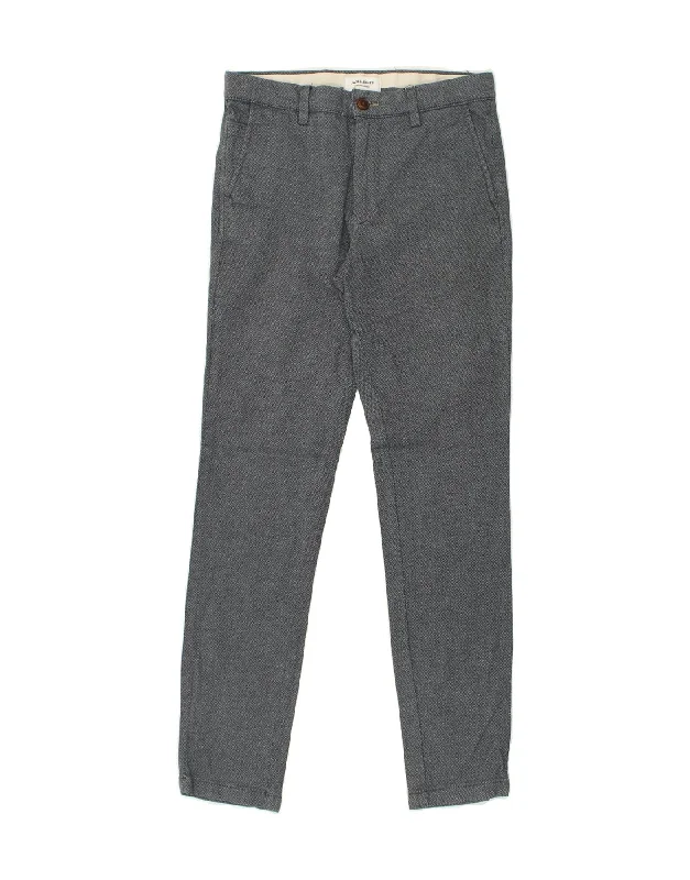 JACK & JONES Womens Marco Slim Casual Trousers W32 L29 Grey Cotton Cropped Trousers Casual Linen
