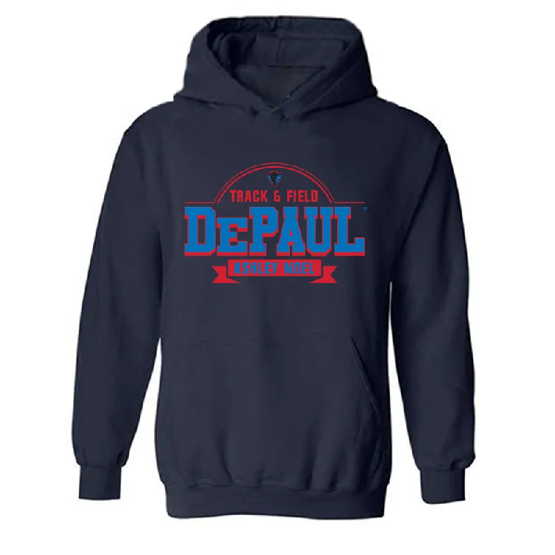 DePaul - NCAA Women's Track & Field : Ashley Noel - Classic Fashion Shersey Hooded Sweatshirt Hoodie with Mock Neck Collared Structured