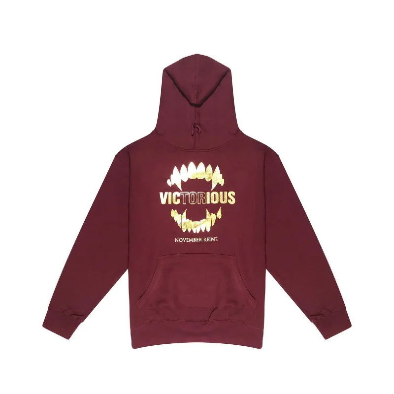 November Reine Vicious Hoodie (Burgundy) Hoodie with Hood Adjustable Protection