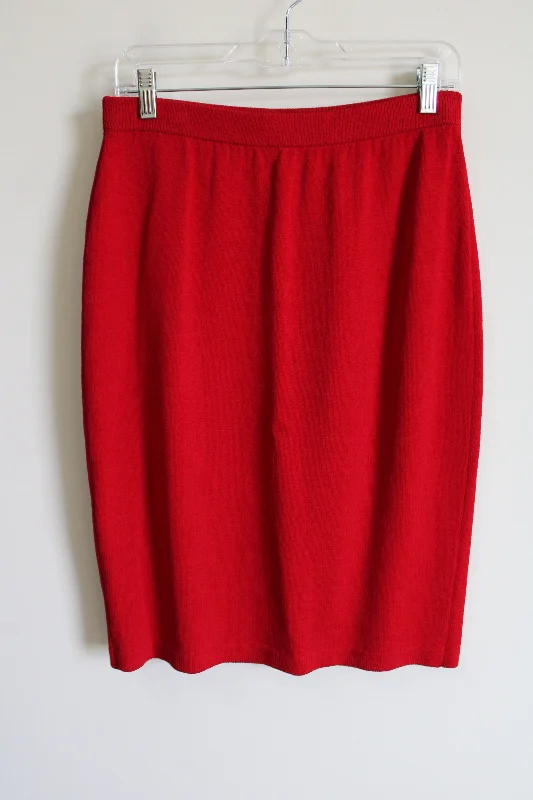 St. John Evening By Marie Gray Red Knit Skirt | 10 lace skirt romantic