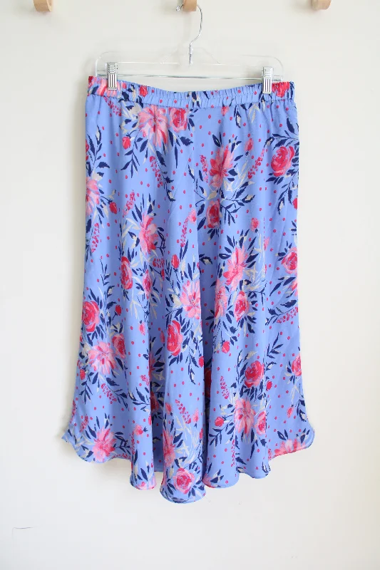 Blue And Pink Skirt flowy skirt hem