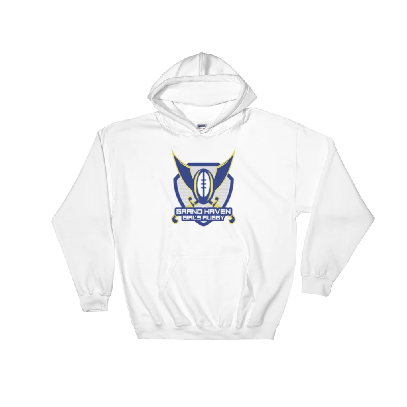 Grand Haven Girls Rugby Hooded Sweatshirt Hoodie with Slit Hem Functional Movement