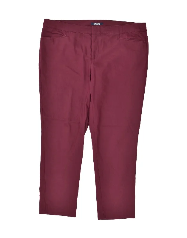 CHAPS Womens Slim Casual Trousers US 18 2XL W40 L29 Burgundy Cotton Trousers Gym Athletic