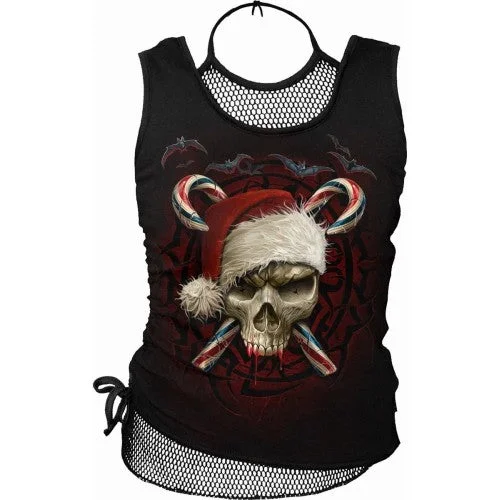Spiral Direct Womens/Ladies Candy Cane Santa 2 in 1 Sleeveless Tank Top chic tank top