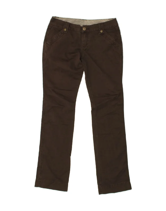 BENETTON Womens Slim Casual Trousers IT 42 Medium W34 L32 Brown Cotton Trousers Palazzo Wide Leg