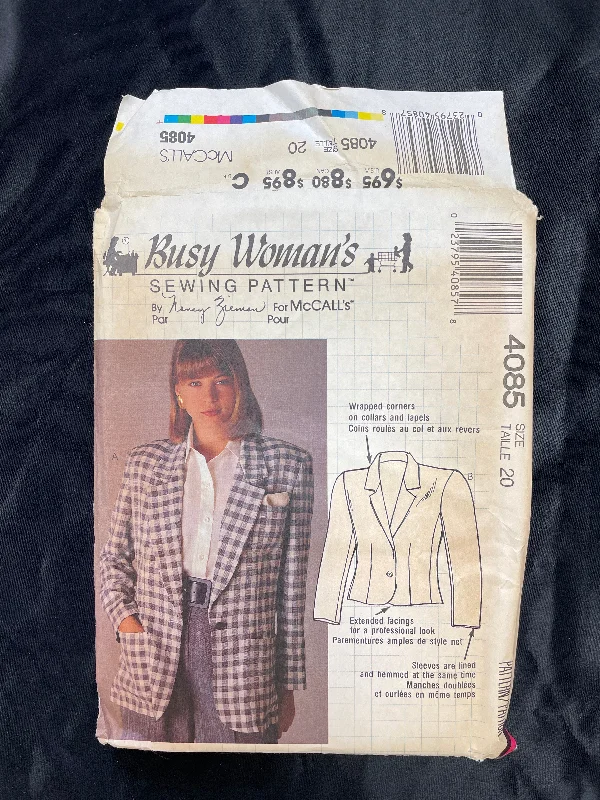 1989 McCall's 4085 Pattern - Jacket FACTORY FOLDED Notch Collar Peter Pan Collar Cowl Neck