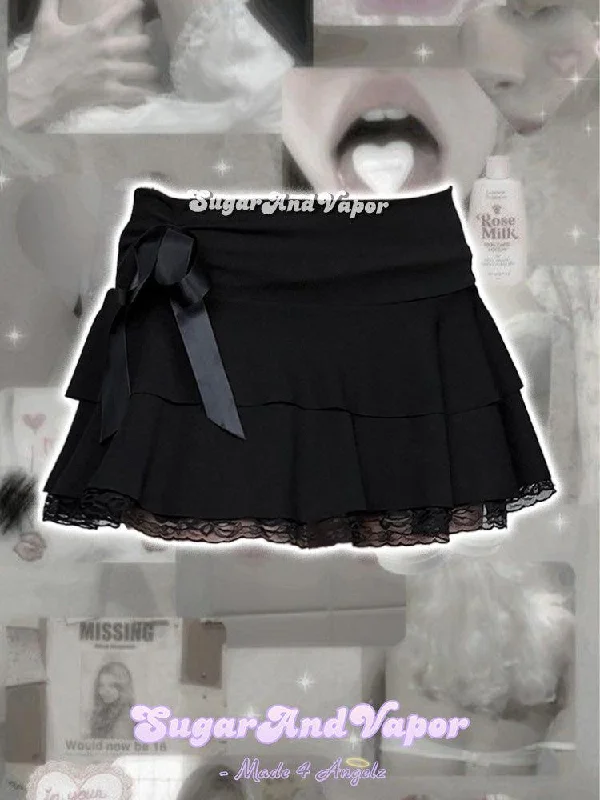 Celestia Dark Doll Ruffled Mini Skirt lace skirt elegant