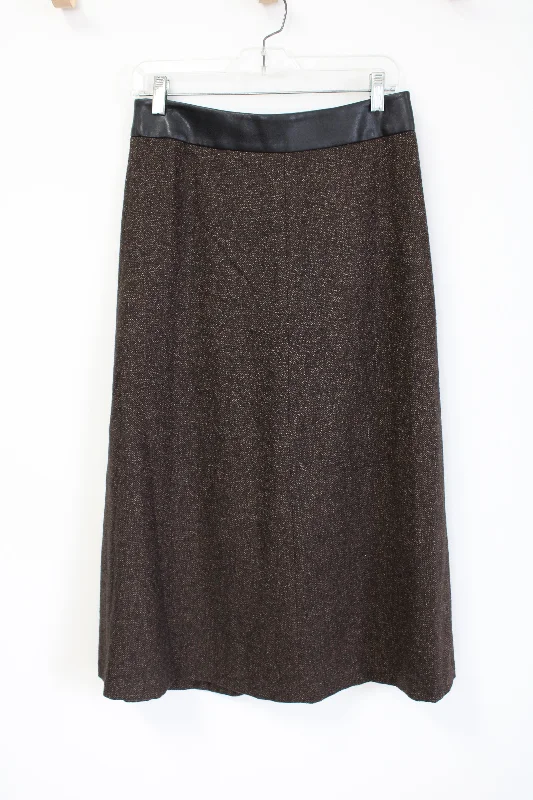 Liz Claiborne Studio Brown Wool Blend Long Skirt | 4 Petite modal blend skirt