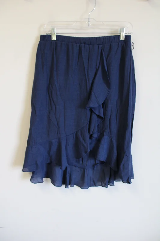 IZ Byer Dark Blue Ruffle Skirt | 8 pleated skirt texture