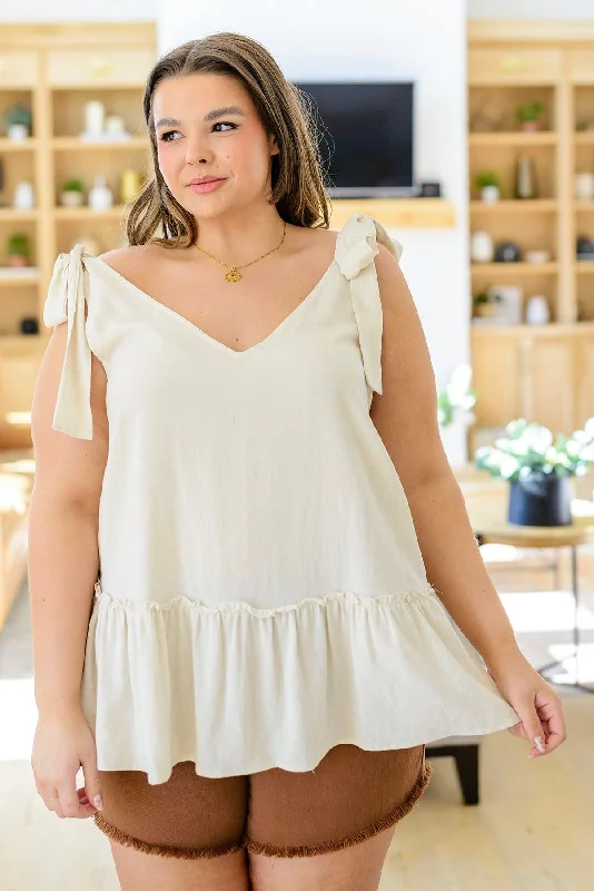 Hazel Blues® | All Tied Up Peplum Tank crew neck tank
