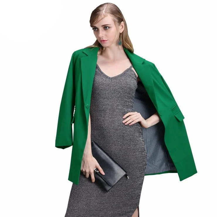 Women long button double pockets long sleeve blazer jacket coat S-XXXL plus size Zippered Jacket Buttoned Jacket Snapped Jacket