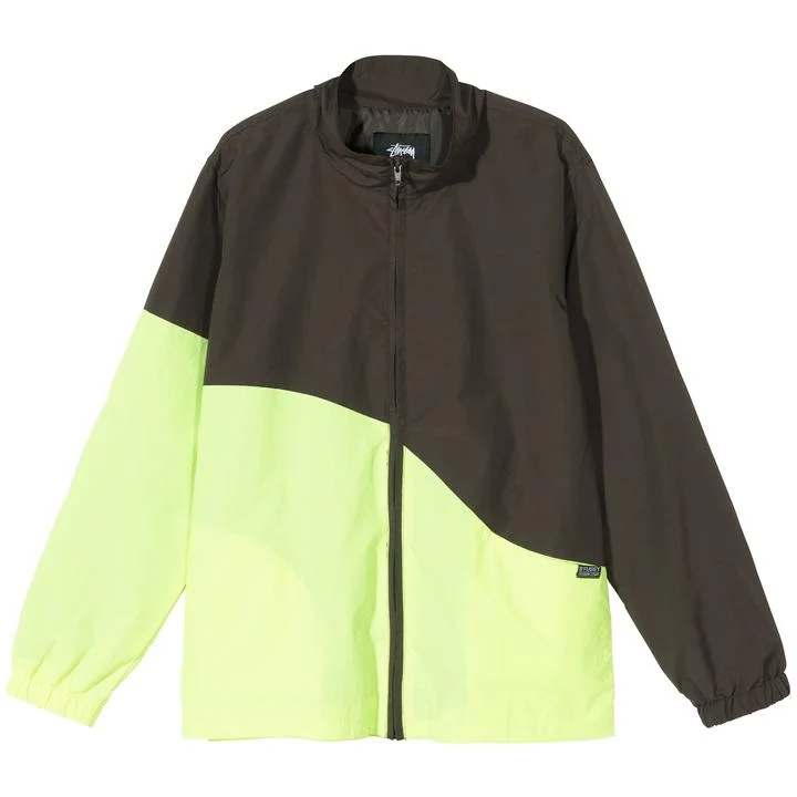 STÜSSY NYLON CURVE JACKET // NEON YELLOW Hooded Jacket Caped Jacket Shawl Collar Jacket