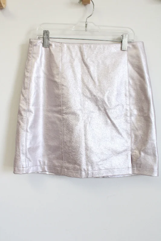 Forever21 Light Purple Faux Leather Shiny Mini Skirt | M cotton skirt soft
