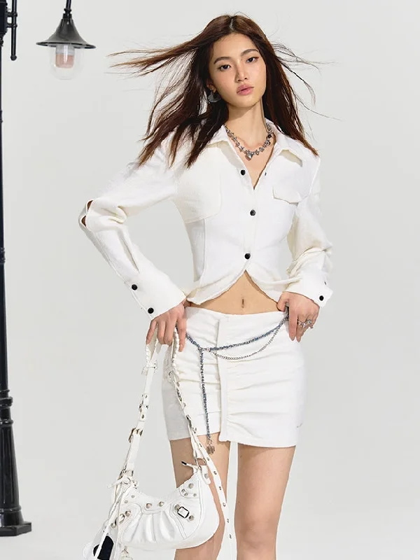 Nichi Slim Short Tops＆Skirt patchwork skirt art