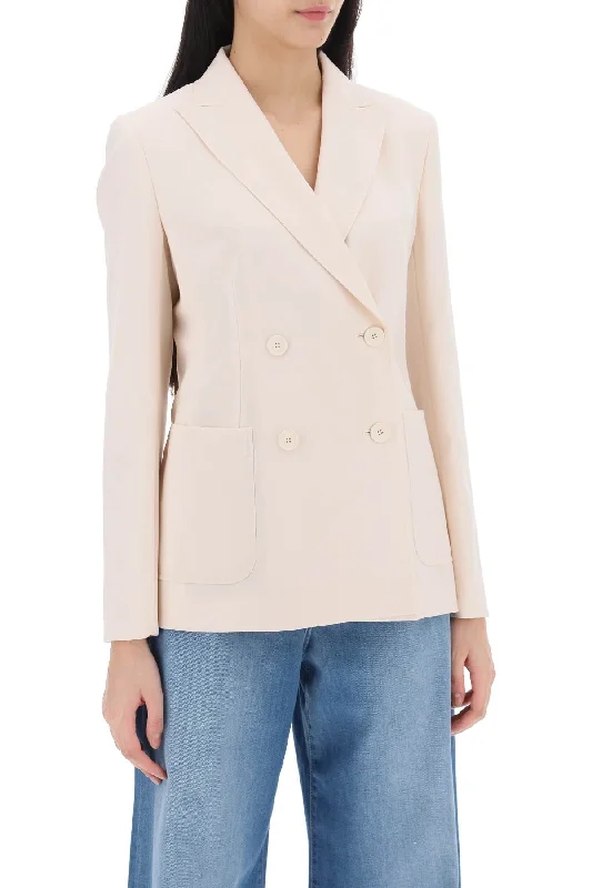 Weekend Max Mara 'nervoso' Double-Breasted Jacket In Light Wool Appliqued Jacket Beaded Jacket Sequined Jacket