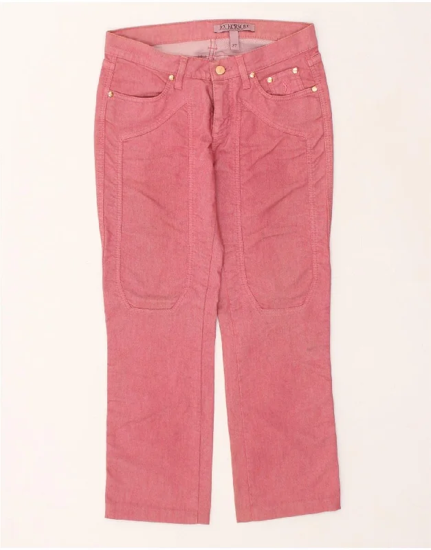 JECKERSON Womens Straight Casual Trousers W27 L26 Pink Cotton Trousers Brand Named