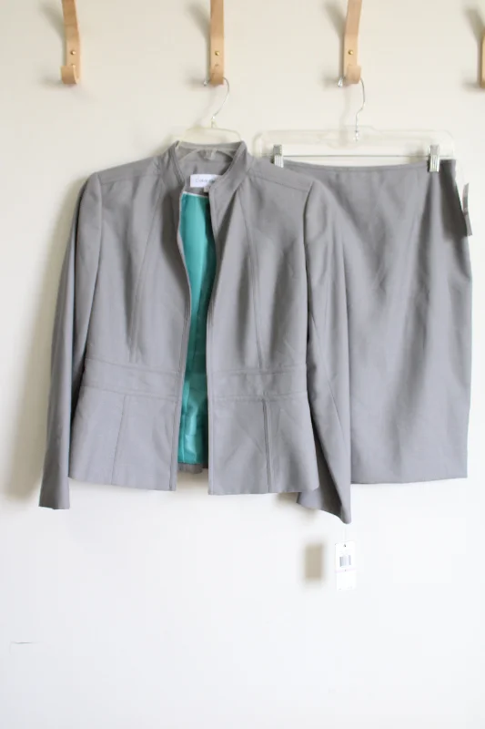 NEW Calvin Klein Gray Stone Skirt Suit Set | 6 leather skirt sleek
