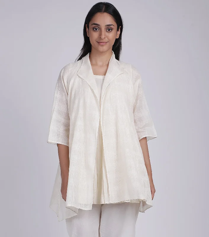 Natural Cotton Summer Jacket Zippered Front Buttoned Front Snap Front