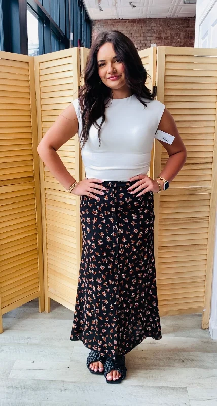 Easy Breezy Midi Skirt | Black linen skirt natural