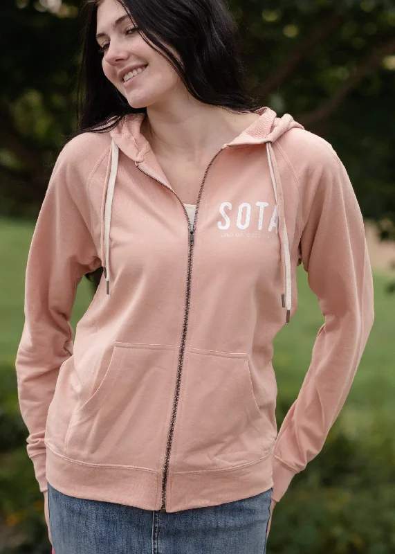 Blush Sota Zip Up Hoodie - FINAL SALE Hoodie with Monochrome Minimalist Simple