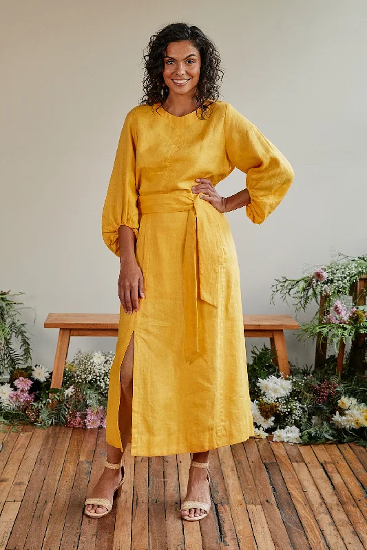 Anne Linen Skirt in Golden Hour chiffon skirt delicate