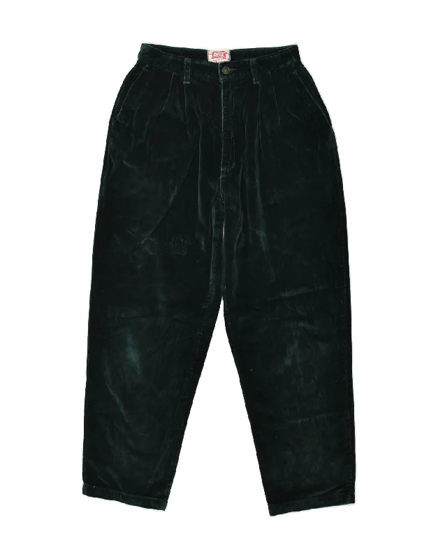 RIFLE Womens Velour Tapered Chino Trousers W26 L26 Green Trousers Top Rated