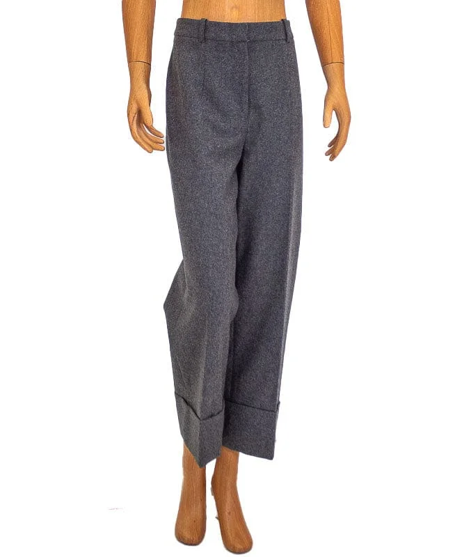 Heather Grey Wide Leg Cropped Trousers Trousers Sale Discount