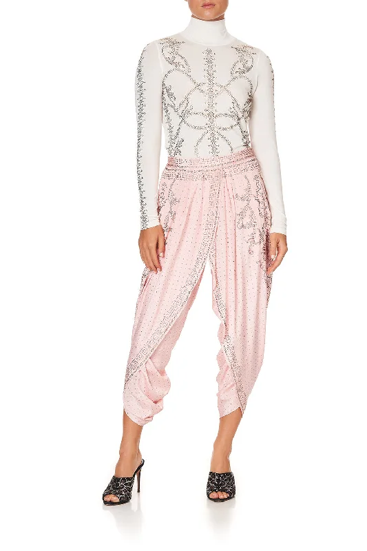 GATHERED WRAP FRONT TROUSER LUXE PINK Trousers Business Professional