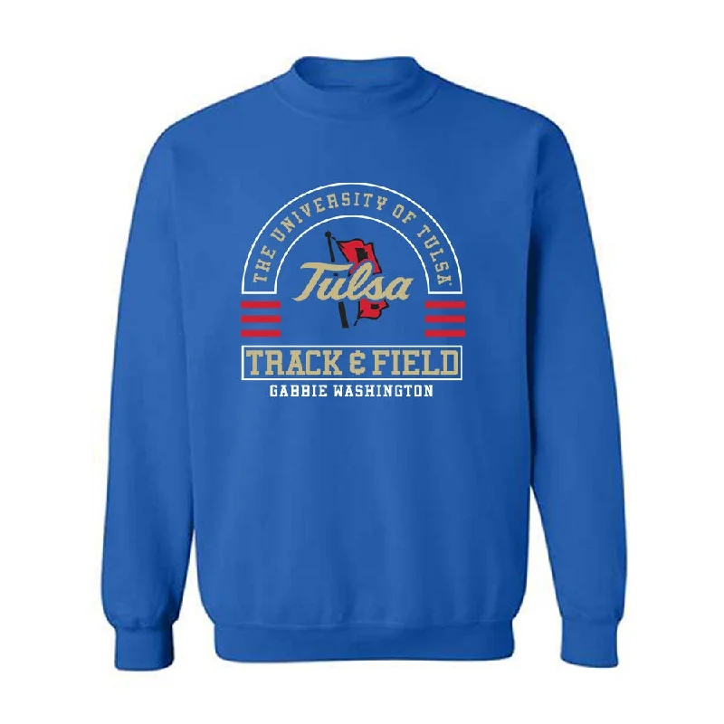 Tulsa - NCAA Women's Track & Field : Gabbie Washington - Classic Fashion Shersey Crewneck Sweatshirt Hoodie with Hem Contrast Bold Stylish