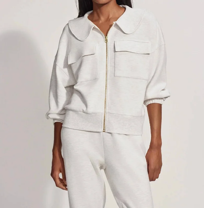 Lisburn Zip Through Jacket In Ivory Marble Zip Front Button Front Snap Front