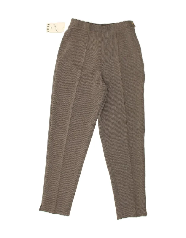 VINTAGE Womens High Waist Casual Trousers IT 44 Medium W25 L28 Grey Wool Trousers Corduroy Warm