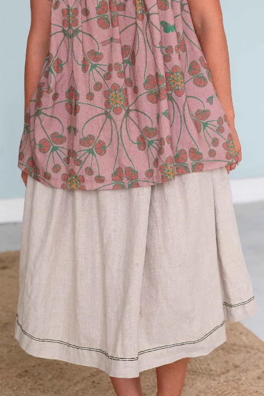 Fion skirt linen with vintage trim slim fit skirt