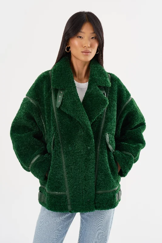 BADU | Oversized Faux Shearling Jacket Faux Fur Jacket Real Fur Jacket Shearling Jacket