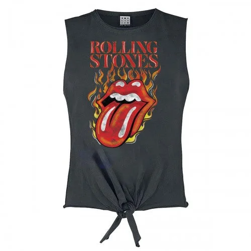 Amplified Womens/Ladies Hot Tongue The Rolling Stones Cropped Tank Top peekaboo tank top