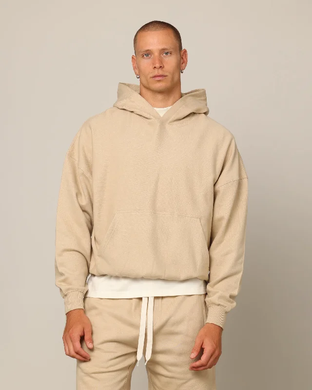 Carré Blanc Oversized Hoodie Stone Hoodie with Half-Zip Sporty Casual