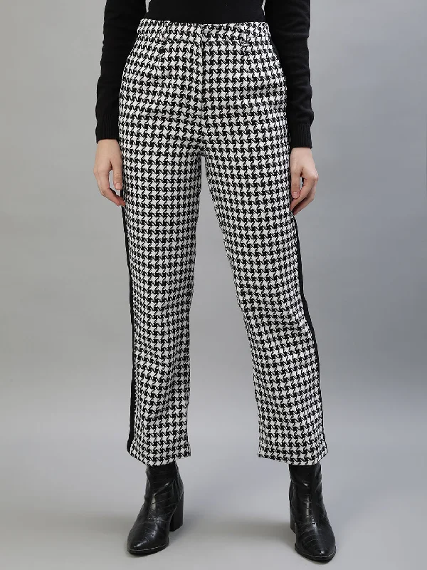 Iconic Women Multi Checked Regular Fit Trouser Trousers cozy soft